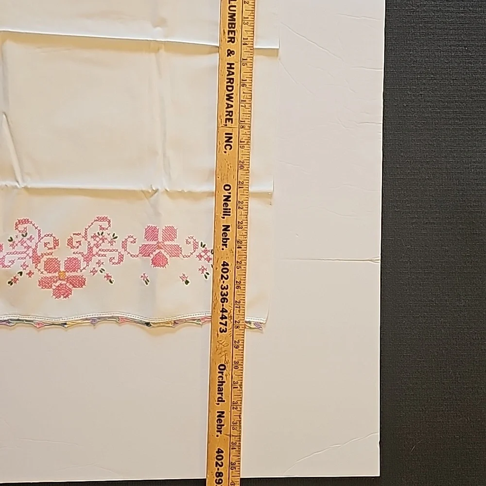 Vintage TWO Crocheted & Embroidered Standard White Pillowcases Granny Made NWOT